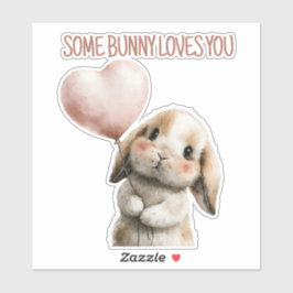 ハートバルーンを持つSome Bunny Loves You シール