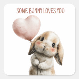 ハートバルーンを持つSome Bunny Loves You スクエアシール
