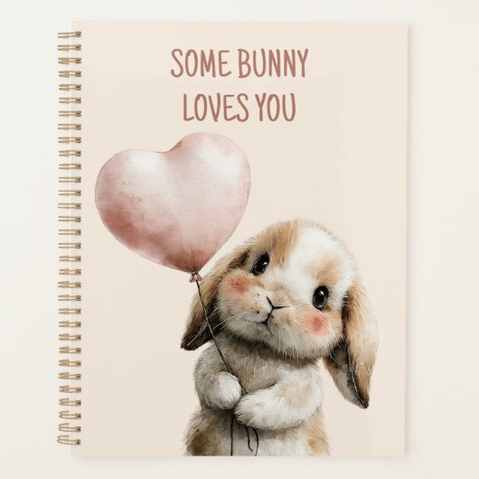 ハートバルーンを持つSome Bunny Loves You プランナー手帳 (正面)
