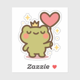 ハートバルーンシール付きカエル シール