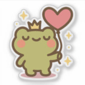 ハートバルーンシール付きカエル シール (正面)