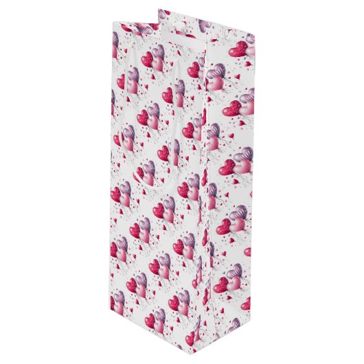 ハートバルーンバレンタイン ワインギフトバッグ (正面アングル)