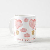 ハートバルーンバレンタパーソナライズされたンカスタム コーヒーマグカップ (正面左)