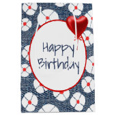 ハートバルーンフローラデニム ミディアムペーパーバッグ (正面)