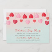 ハートバルーンヴァレンティーンズデイパーティの招待状 招待状 (正面)