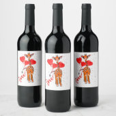 ハートバルーン付きかわいいバレンタイン ワインラベル (ボトル)