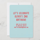 ハートバルーン子供の誕生日フォト招待状 招待状 (裏面)