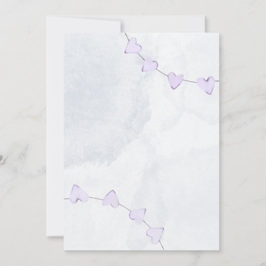 ハートバルーン性別が水彩画を明らかにする 招待状 (裏面)