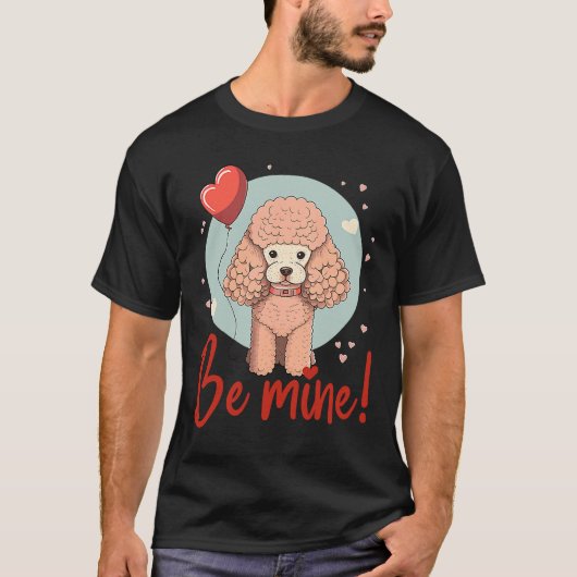 ハートバルーン手袋を備えた犬 Tシャツ (正面)