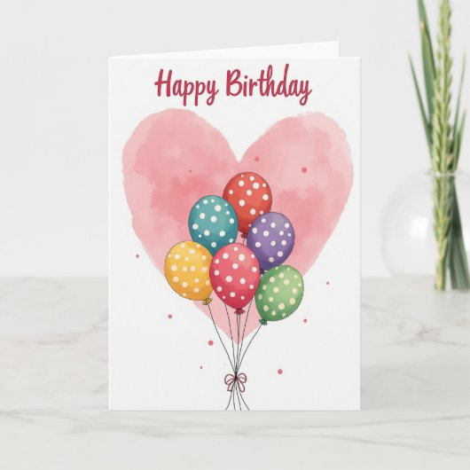 ハートバルーン誕生日カード カード (正面)