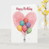 ハートバルーン誕生日カード カード (黄色い花)