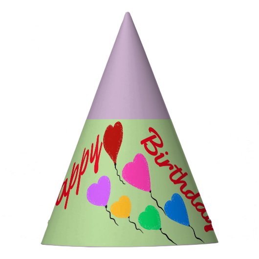 ハートバルーン誕生日ハット パーティーハット (正面)