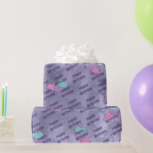 ハートバルーン誕生日包装紙 ラッピングペーパー (パーティーギフト)