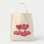 ハートバルーン雲 – ロマンチックなバレンタイン トートバッグ (正面)