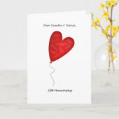 ハートバルーン25thまたは任意の年周年記念挨拶 カード (黄色い花)