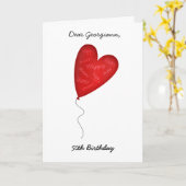 ハートバルーン50thまたは任意の年の誕生日挨拶 カード (黄色い花)