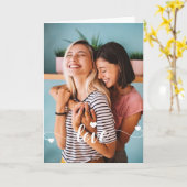 ハートバレンタインの女の子の白いラブスクリプト カード (黄色い花)