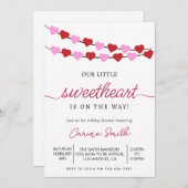 ハートバレンタインの赤ちゃんシャワー 招待状 (正面/裏面)