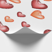 ハートバレンタインまたはWのパターン赤オレンジ ラッピングペーパー (角)