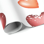 ハートバレンタインまたはWのパターン赤オレンジ ラッピングペーパー (ロールコーナー)