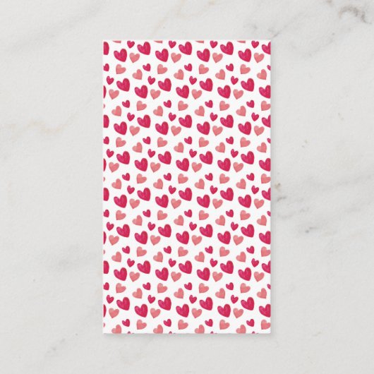 ハートバレンタインガール赤ちゃんシャワーおむつラッフル エンクロージャーカード (裏面)