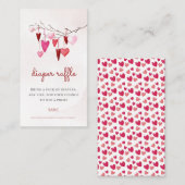 ハートバレンタインガール赤ちゃんシャワーおむつラッフル エンクロージャーカード (正面/裏面)