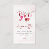 ハートバレンタインガール赤ちゃんシャワーおむつラッフル エンクロージャーカード (正面)