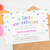 ハートバレンタインテーマベビーガールシャワーパステル 招待状