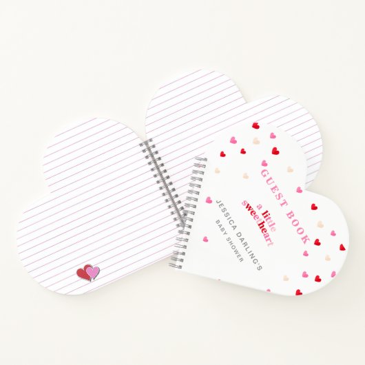 ハートバレンタインテーマベビーガールシャワーレッドピンクグー ノートブック (内部)