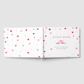 ハートバレンタインテーマベビーガールシャワーレッドピンク ゲストブック (全面)