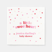 ハートバレンタインテーマベビーガールシャワーレッドピンク スタンダードカクテルナプキン (正面)