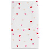 ハートバレンタインテーマベビーガールシャワーレッドピンク スモールペーパーバッグ (裏面)