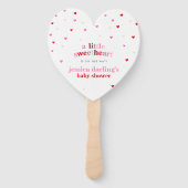 ハートバレンタインテーマベビーガールシャワーレッドピンク ハンドファン (正面)