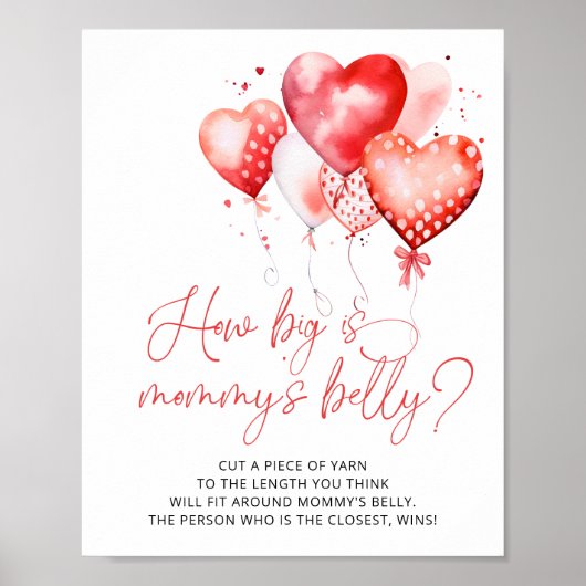 ハートバレンタインテーマ大きいママの腹 ポスター (正面)