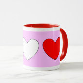 ハートバレンタインデイレッドピンクホワイト4パティ マグカップ (正面右)