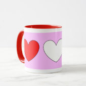 ハートバレンタインデイレッドピンクホワイト4パティ マグカップ (正面左)