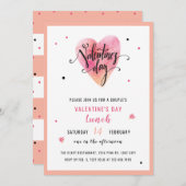 ハートバレンタインデイ招待状 招待状 (正面/裏面)