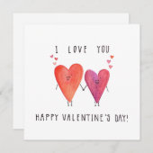 ハートバレンタインデーのカードを暖める サンキューカード (正面/裏面)