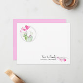 ハートバレンタインデーサンキューカードサボテン ノートカード (正面/裏面インサイチュ)