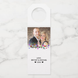 ハートバレンタインデータイポグラフィカラフル写真 ボトルネックタグ