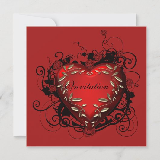 ハートバレンタインデーパーティの招待状 招待状 (正面)