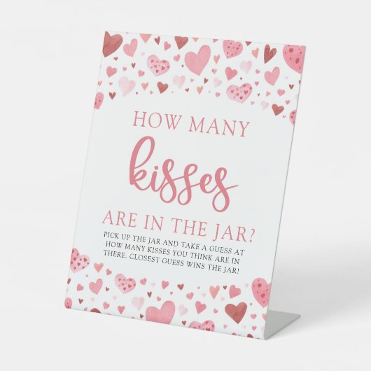 ハートバレンタインデー何人のキス赤ちゃんシャワーゲーム 台座サイン (正面)