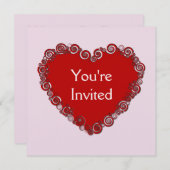 ハートバレンタインパーティの招待状 招待状 (正面/裏面)
