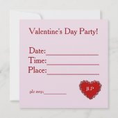 ハートバレンタインパーティの招待状 招待状 (裏面)