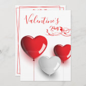 ハートバレンタインパーティの招待状 招待状 (正面/裏面)