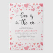 ハートバレンタインラブザエアブライダルシャワー ベラム紙招待状 (正面)