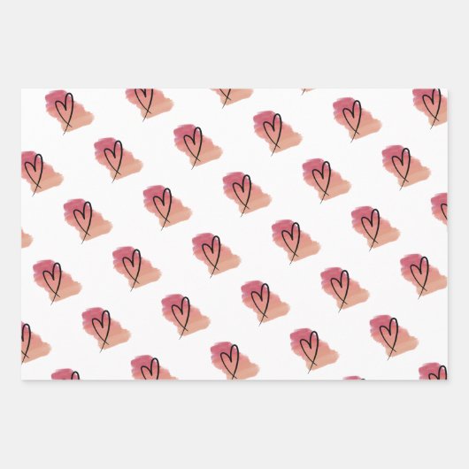 ハートバレンタイン包装紙 ラッピングペーパーシート (正面)