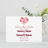 ハートバレンタイン赤いバラのSave the Dateカード セーブザデート (スタンド正面)