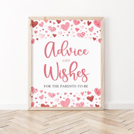 ハートバレンタイン赤ちゃんシャワーアドバイスとウィッシュ ポスター