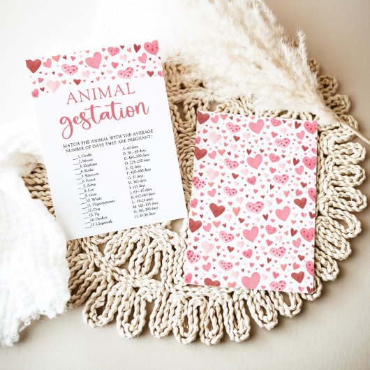ハートバレンタイン赤ちゃんシャワー動物妊娠ゲーム 招待状